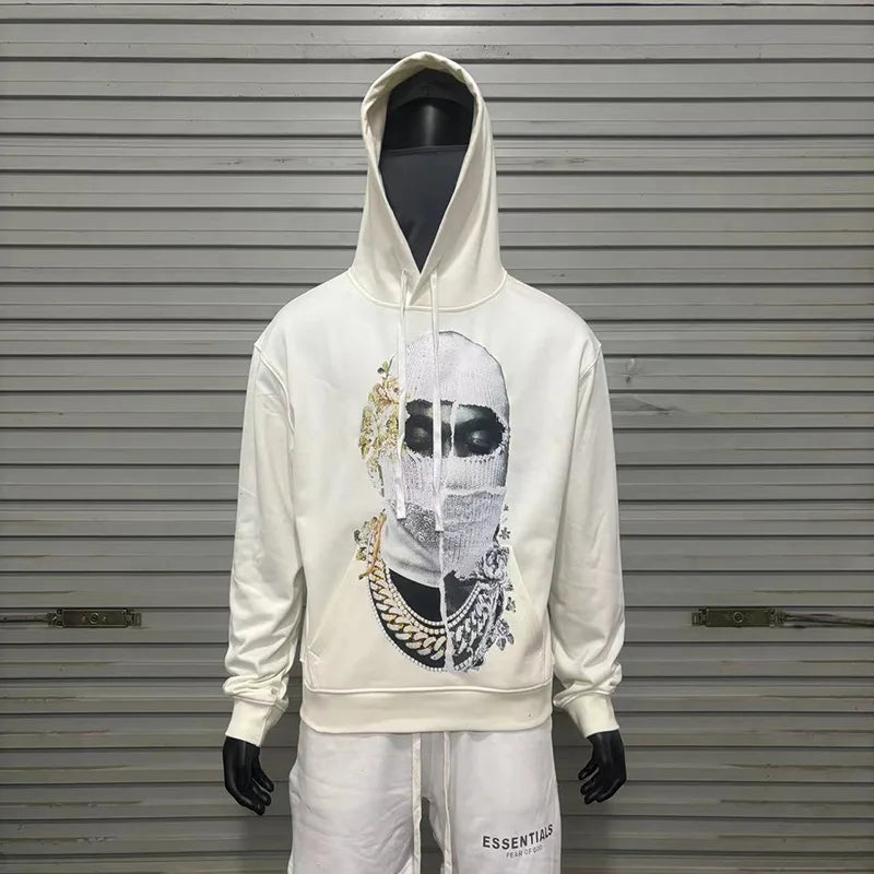 Black Rice White IH NOM UH NIT Hoodies Roses Masked Men Printing Loose Casual Lovers Men Woman Pullover Sweatshirts Street King Limited