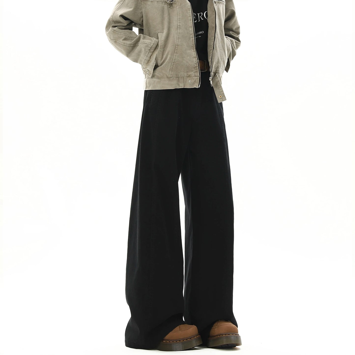 american style vintage wide leg cargo pants mens baggy fashion high street overalls coffee streetwear male mopping trousers unique cargo style 1098