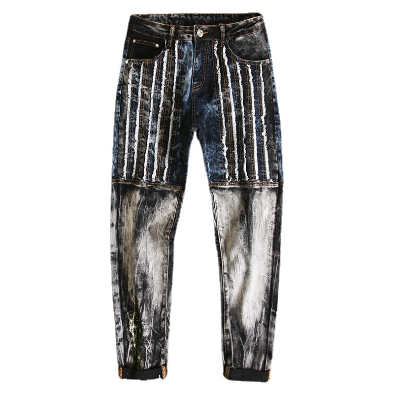 fashion distressed washed ripped destroied denim jean pants mens zipper skinny biker jeans hip hop streetwear slim pants joggers unique joggers style 190