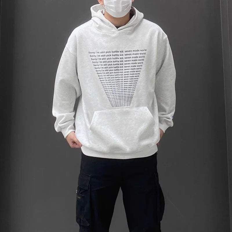 Oversized Flame Graphic Hoodie for Men