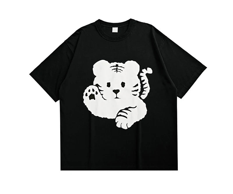 Rainbowtouches 2022 Mens T Shirts Men Tiger Print T Shirt Vintage Unisex High Street Couples Oversized Cute Pattern Men T Shirts Street King Limited