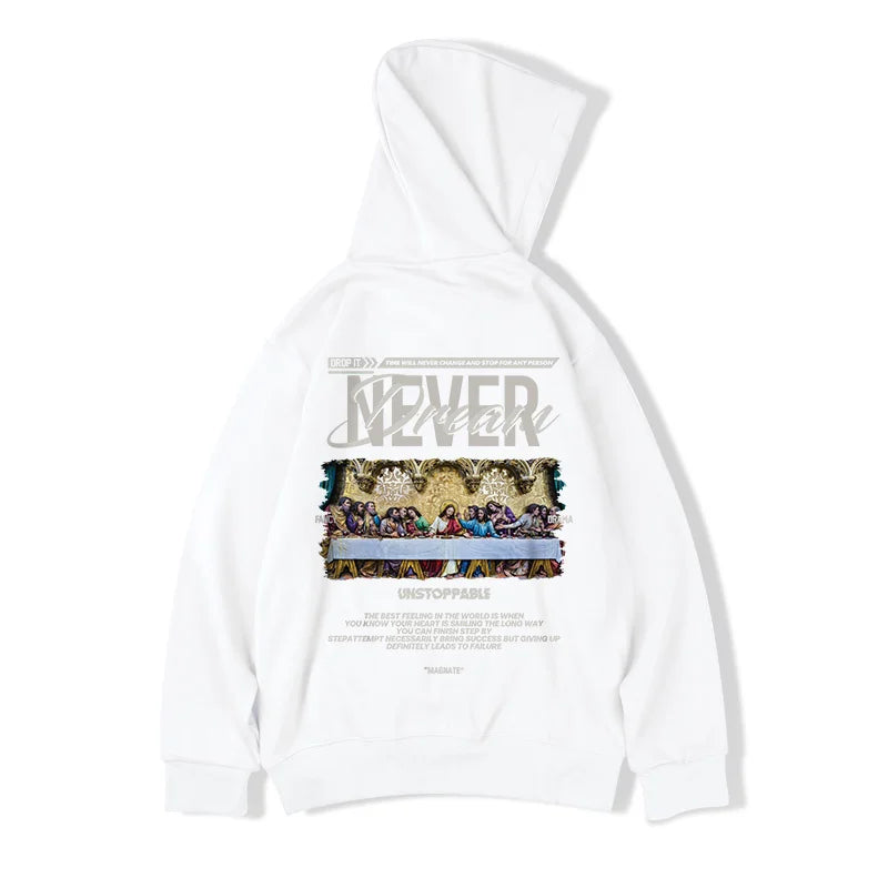 Autumn Jesus Oil Painting Graphic Print Hoodies Men Oversized Fleece Hip Hop Hooded Sweatshirt Y2K Vintage Streetwear Hoodie Street King Limited