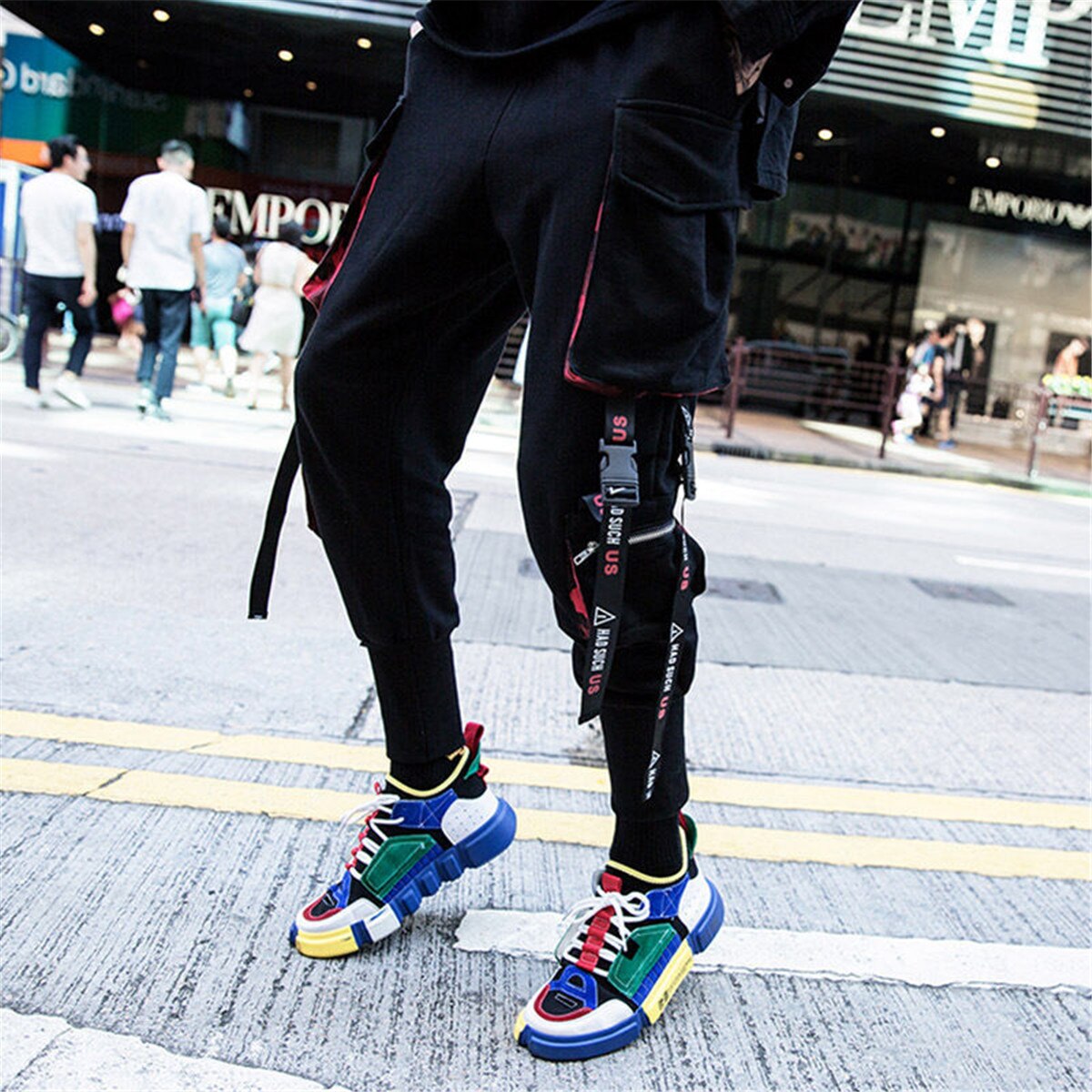 Black Gothic Trousers Cool Autumn Mens Sportswear Loose Sweatpants Hip Hop Streetwear Male Pencil Pants Funny Japan Punk Pants Daulet Apparel