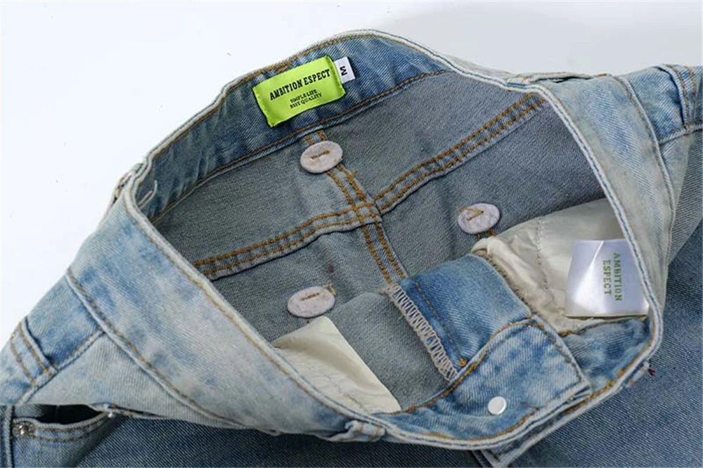 Men's Blue Flared Jeans Fashion Designer Ripped Vintage Denim Pants 2024 New Fashion Casual Jeans Trousers Street King Limited
