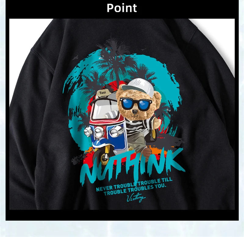 Funny Vacation Bear Graphic Printed Hoodies For Men Streetwear Hip Hop Clothing Fleece Hooded Sweatshirts Y2K Pullover Hoody Street King Limited
