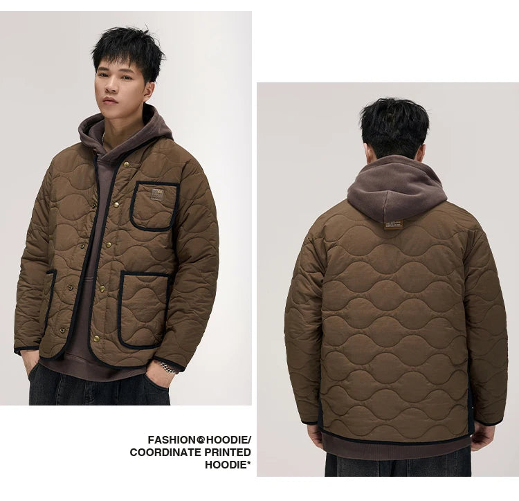 autumn winter quilted jacket men thick plaid blazer jacket commuter man business streetwear fashion suit coat outerwear unique default style 1390