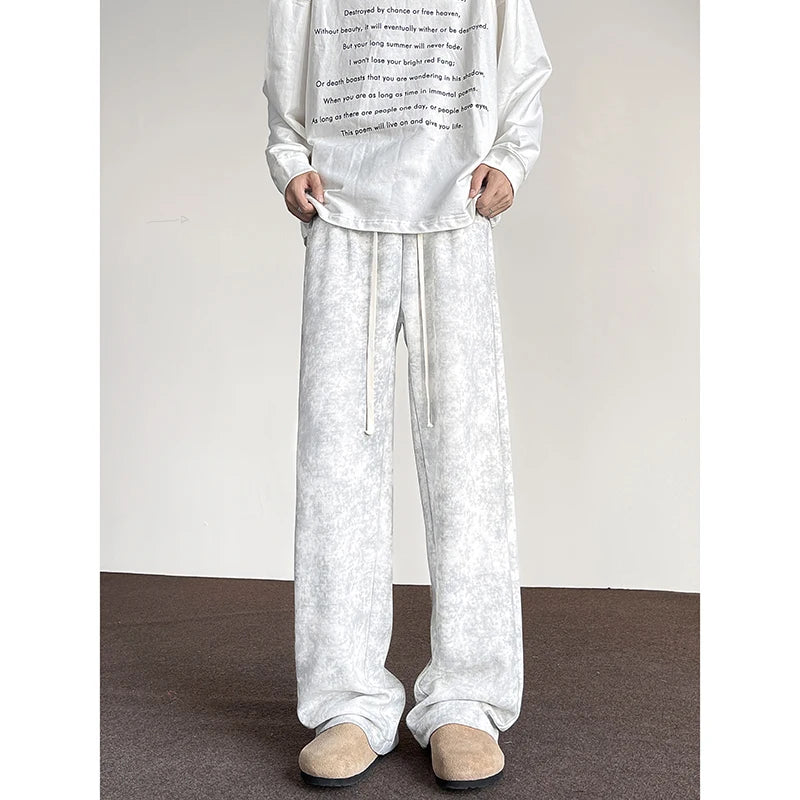harajuku streetwear tie dye casual pants men women wide leg straight mopping trousers oversize korean fashion drawstring pants unique default style 1318