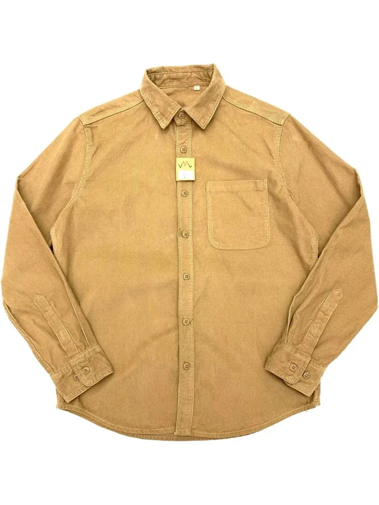 Streetwear Autumn American Casual Corduroy Long Sleeve Shirt For Men Retro Loose Autumn American Casual Corduroy Long Sleeve Shirt For Men Retro Loose Lapel Cargo Shirts 2025 New Korean Fashion Y2K Camisas Fashion Sweater Jacket With Graphic Design For Men