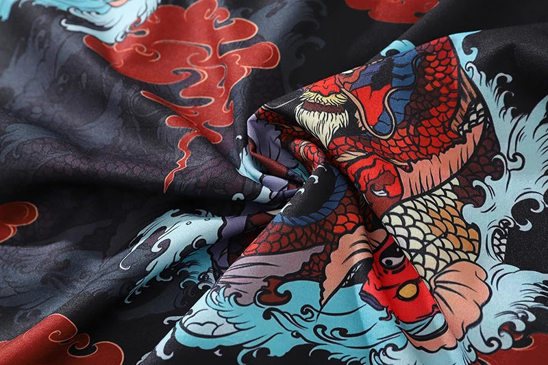 Streetwear Dragon Print Hawaiian Shirt Mens Hip Hop Harajuku Streetwear Button Up Dragon Print Hawaiian Shirt Mens Hip Hop Harajuku Streetwear Button Up Beach Shirt Chinese Style Short Sleeve Casual Tops Shirt Fashion Sweater Jacket With Graphic Design For Men