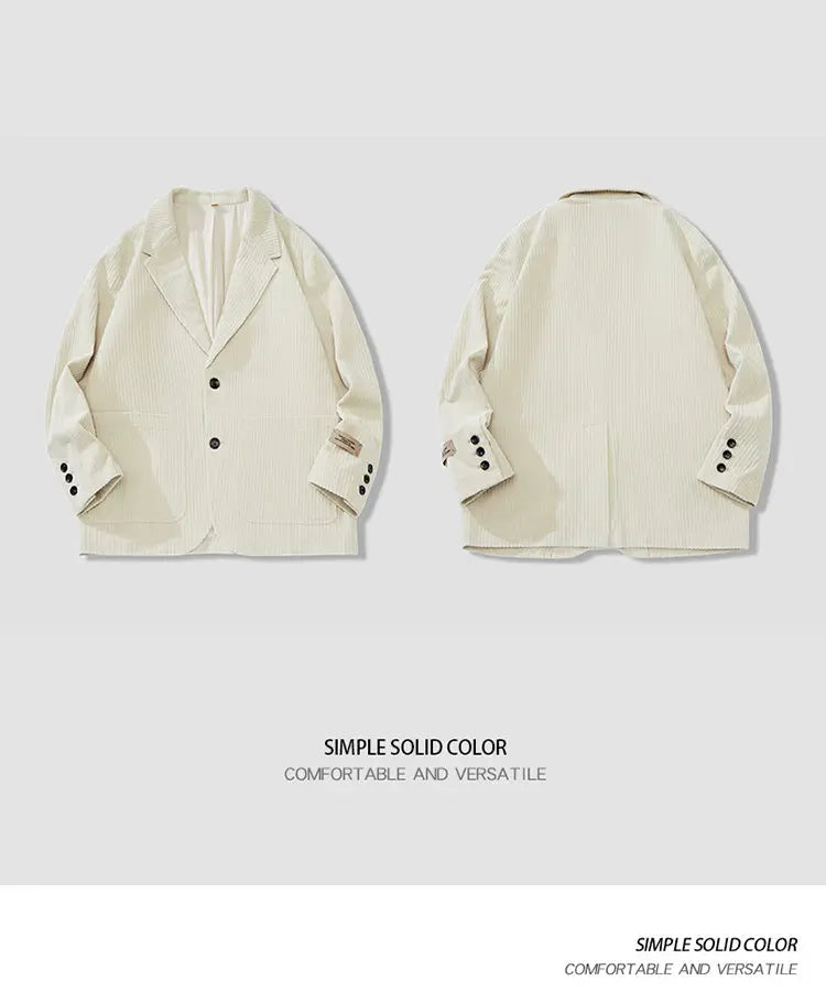 mens loose casual plus size fashion retro corduroy blazer jacket handsome man commuter business suit coat blazers outerwear unique default style 1221