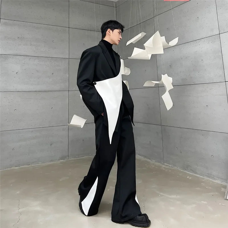 flare pants men vintage fashion casual bell bottom trousers male streetwear net celebrity long pants stage costume menswear bottoms