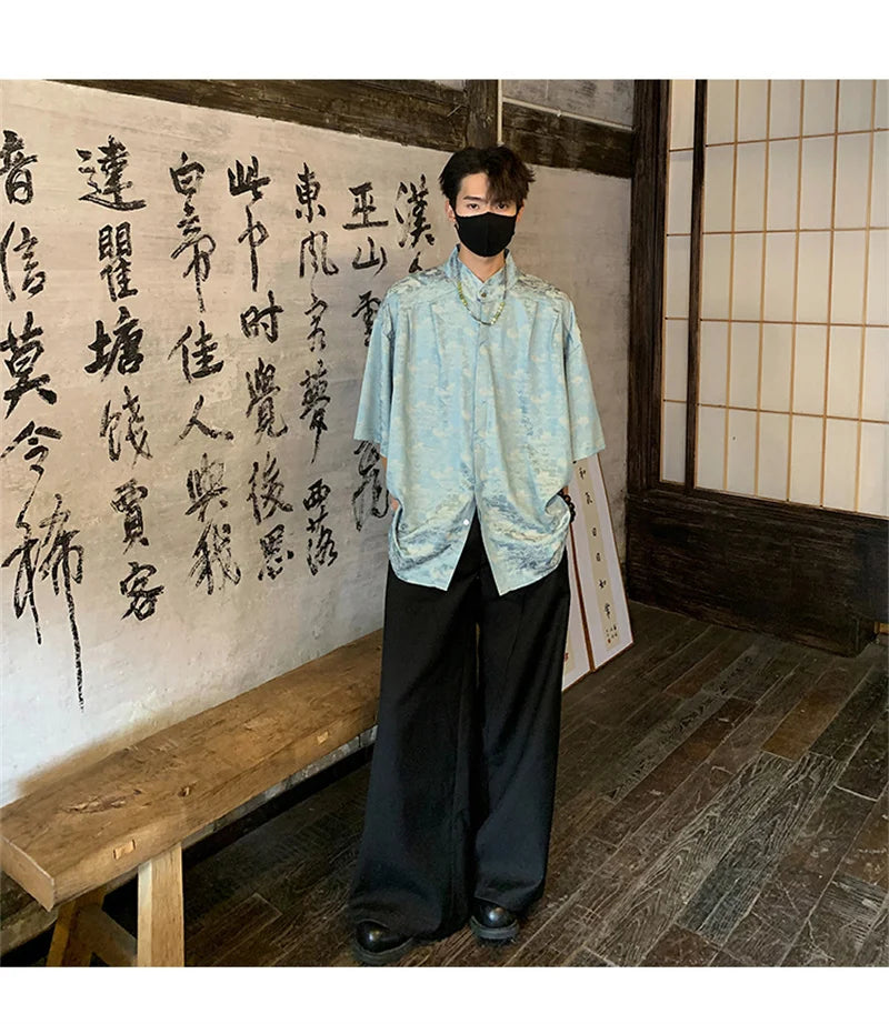 Streetwear New Chinese Style Hawaiian Flower Shirts For Men Short Sleeve T Shirts New Chinese Style Hawaiian Flower Shirts For Men Short Sleeve T Shirts 2024 Summer 3D Graphic Shirt Y2K Streetwear Mens Blouse Fashion Sweater Jacket With Graphic Design For Men