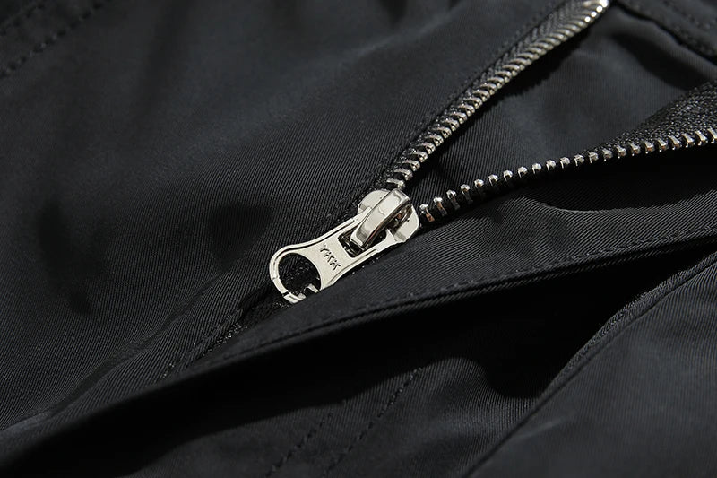 Vibe Style Nylon Rubber Pressing Joggers Men's Urban Streetwear Fashionable Adjustable Zipper Up Functional Cargo Trousers Street King Limited