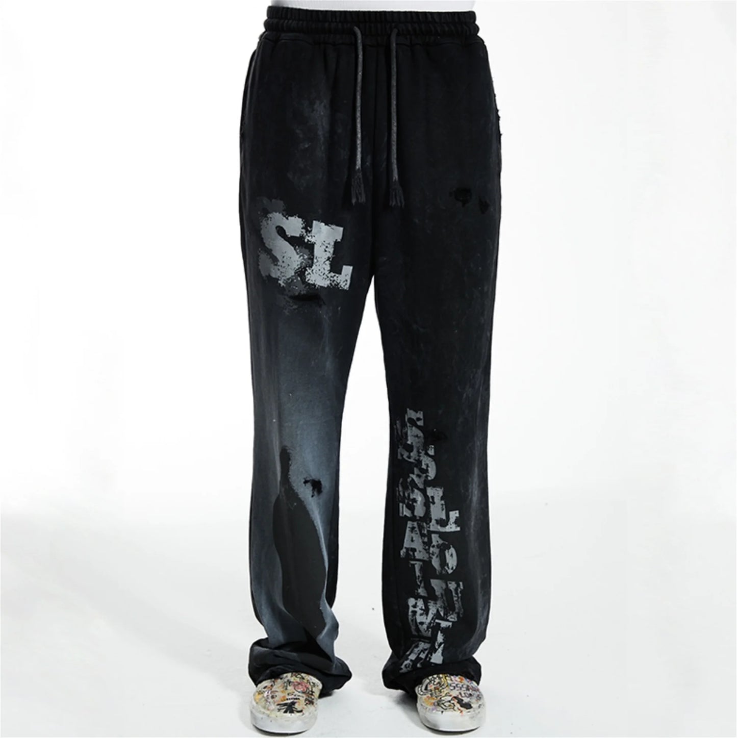 new arrival ssaint louis dirty old graffiti printed drawstring sanitary pants casual sport pants unique default style 4663