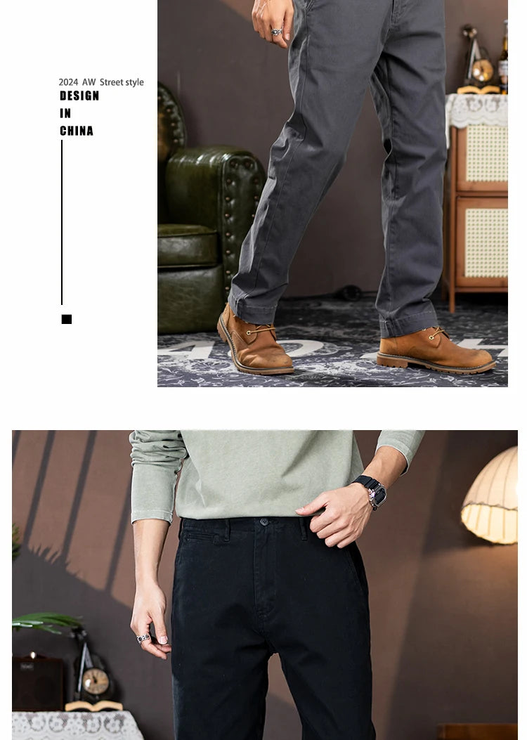 men american retro handsome loose casual business pure cotton pants japanese amikaji fashion straight cargo pant trouser unique cargo style 2404