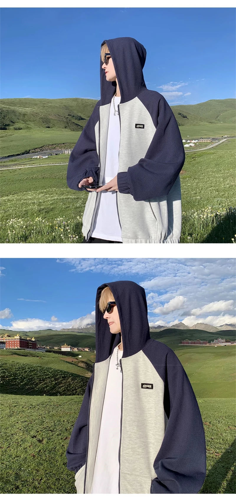 Oversized Flame Graphic Hoodie for Men