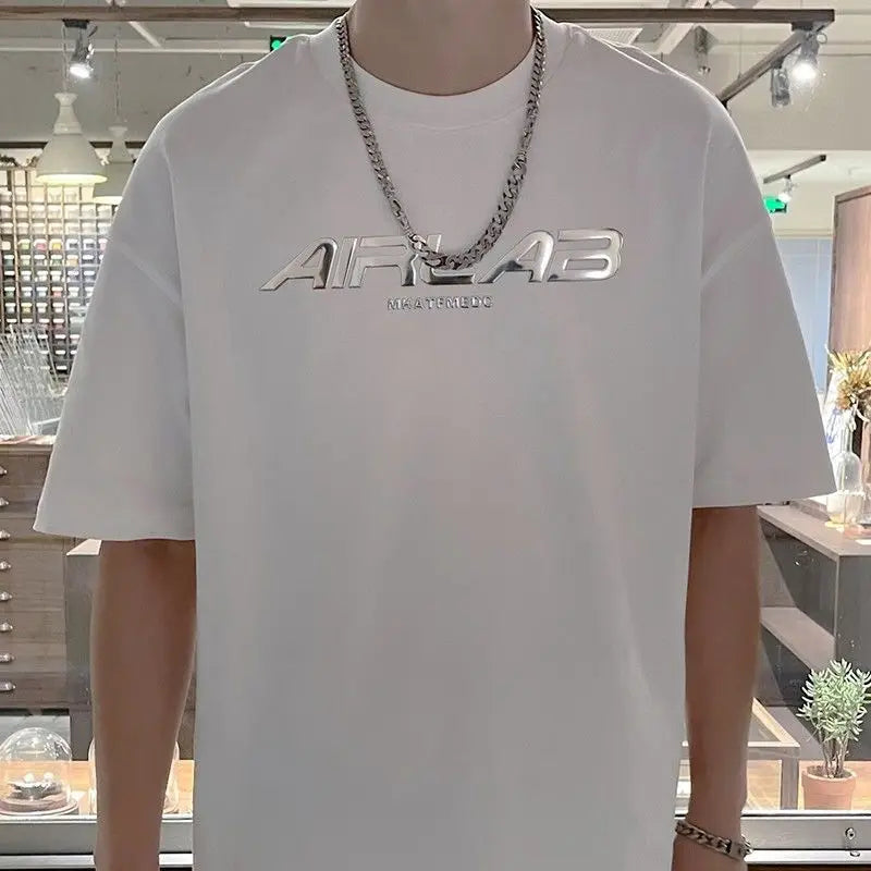 Summer men's design letter fashion short-sleeved loose versatile T-shirt teenagers Korean version ins half-sleeved tops trendy Street King Limited