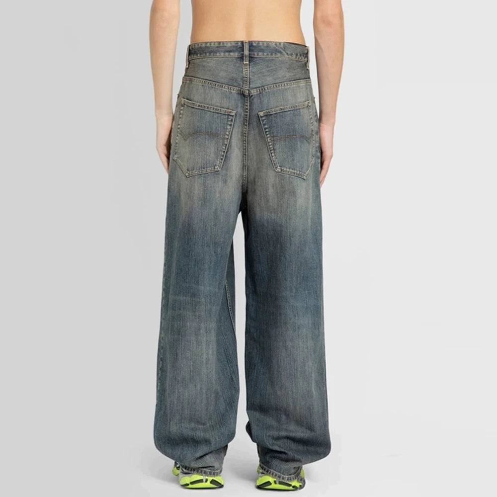 Y2k High Street Washed Blue Baggy Jeans for Men Straight Ropa Hombre Wide Leg Casual Denim Trousers Oversize Loose Cargo Pants Street King Limited