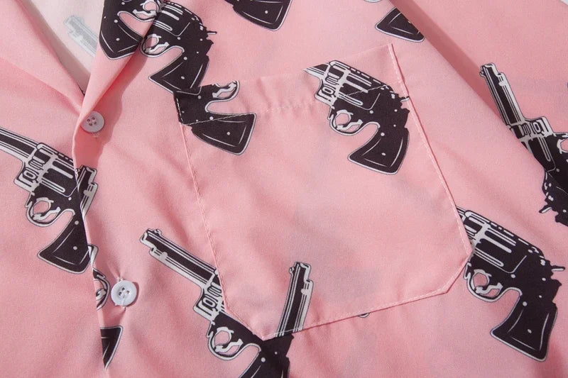 Dark Icon Printed Turn-down Collar Street Men's Shirt 2019 Summer Vintage Hip Hop Shirt Streetwear Shirts for Men Street King Limited