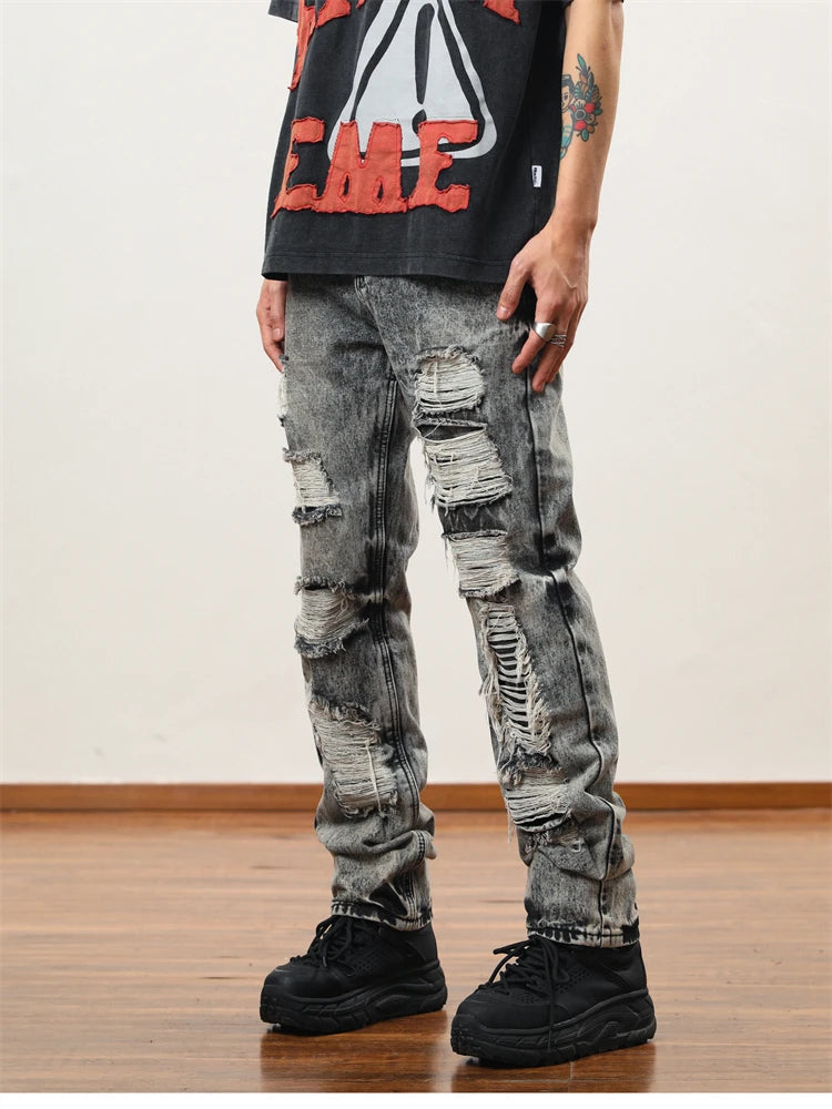 destroy distressed ripped denim jean pants new fashion biker jeans streetwear slim pants jogger y2k mens jeans skinny jeans men unique joggers style 1428