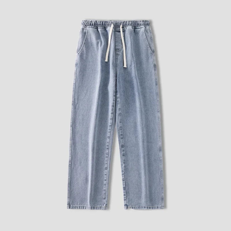 autumn korean fashion drawstring y2k jeans homme classic baggy straight wide leg pants 2025 new hip hop streetwear casual jean stacked flare jeans