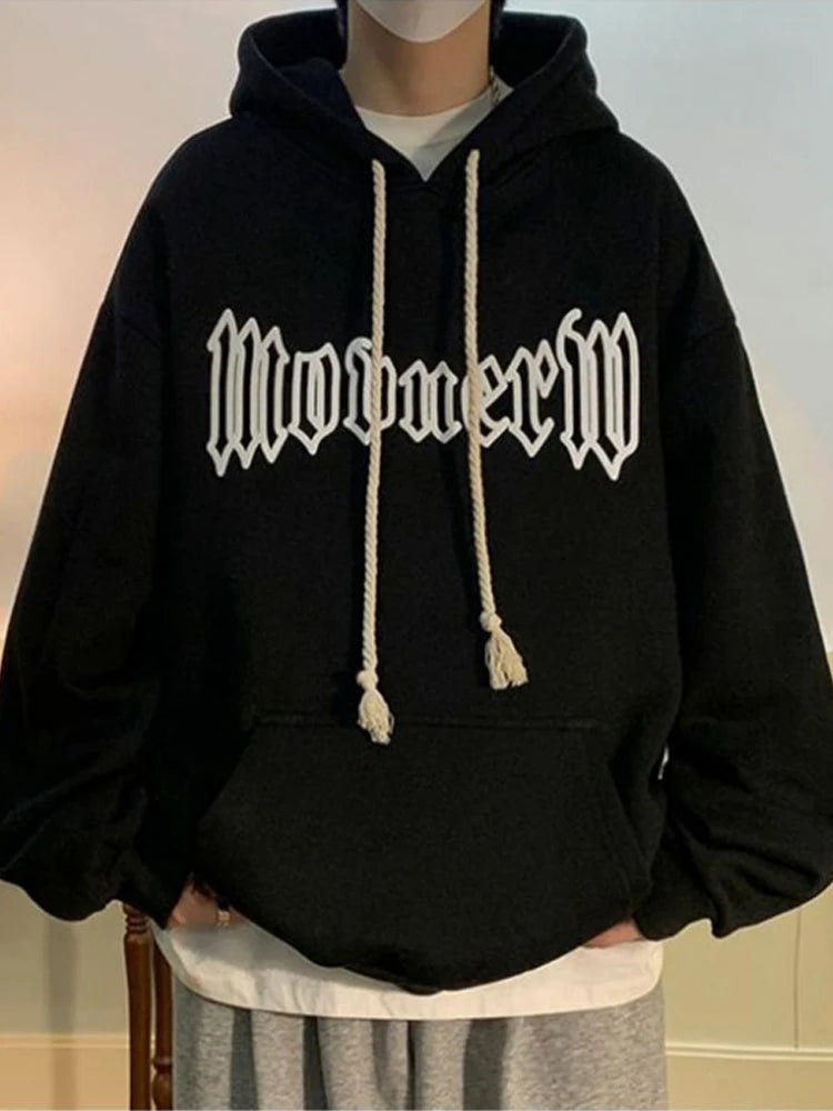 Autumn Vintage Gothic Letter Foam Printed Hooded Sweatshirts Hombre Casual Streetwear Hip Hop Hoodies Y2K Pullover Baggy Hoody Street King Limited