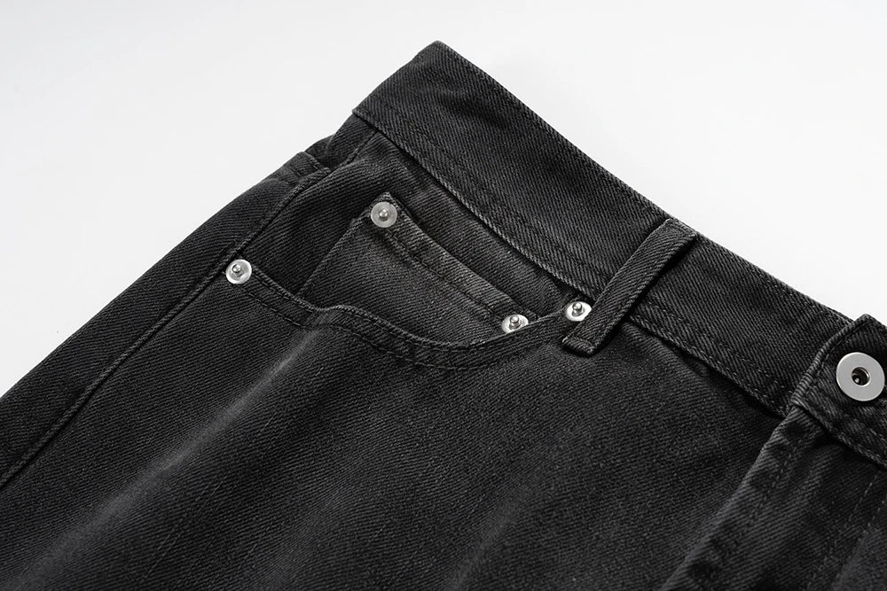 vintage washed hole damaged jeans pants for men streetwear y2k ripped black denim trousers pantalones hombre baggy cargos unique cargo style 3530