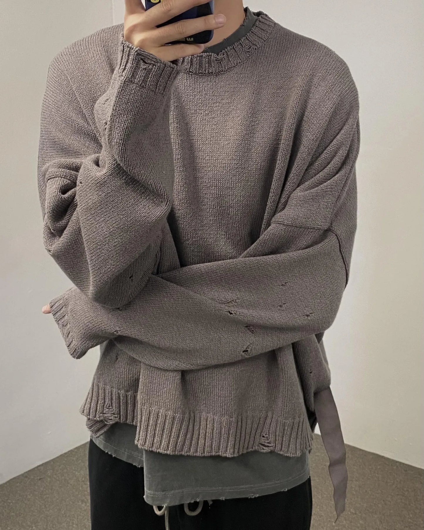New 2023 Men Luxury Under my car Holes gentleman Classic Cotton Knit Casual Sweaters pullover Asian Size High Drake #49 Street King Limited