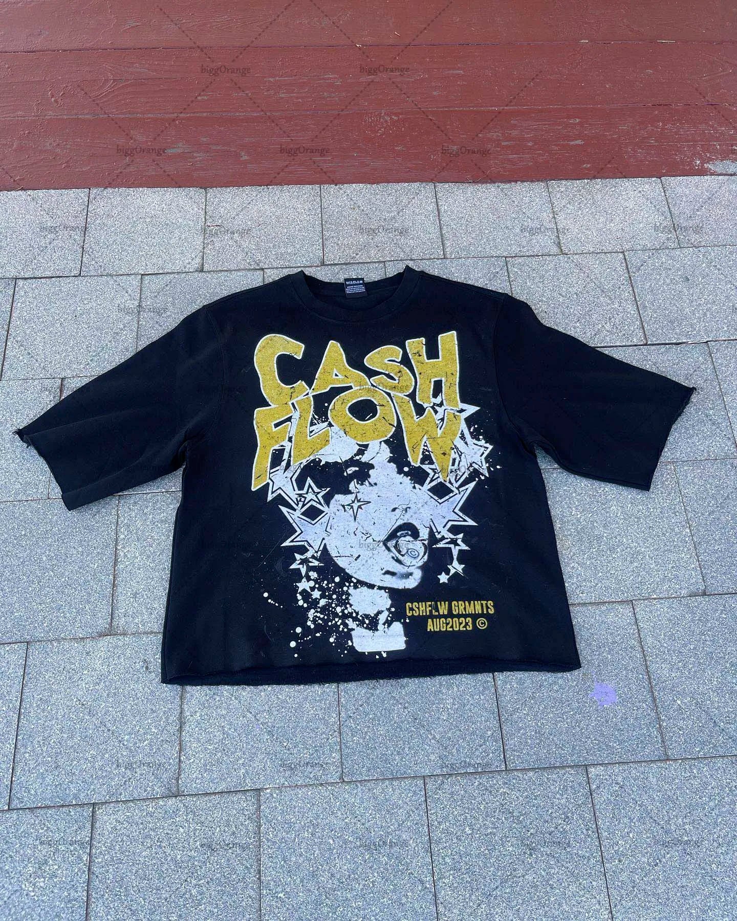 Y2K American high street clothing printed oversized T-shirt men's 2023 new loose casual versatile round neck T-shirt men's Street King Limited