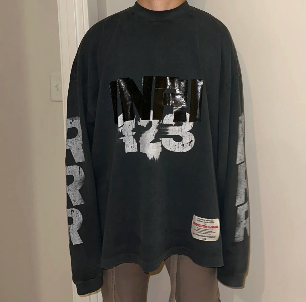 Summer Retro 123 Letter Print Brand Fashion High-Street Hip-Pop Casual Loose Cotton Long Sleeve T Shirt Pullover Sweatshirt Street King Limited