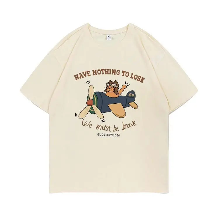 Summer retro street cat print graphic T-shirt trend men and women hip-hop loose couple casual short sleeved top harajuku y2k Street King Limited