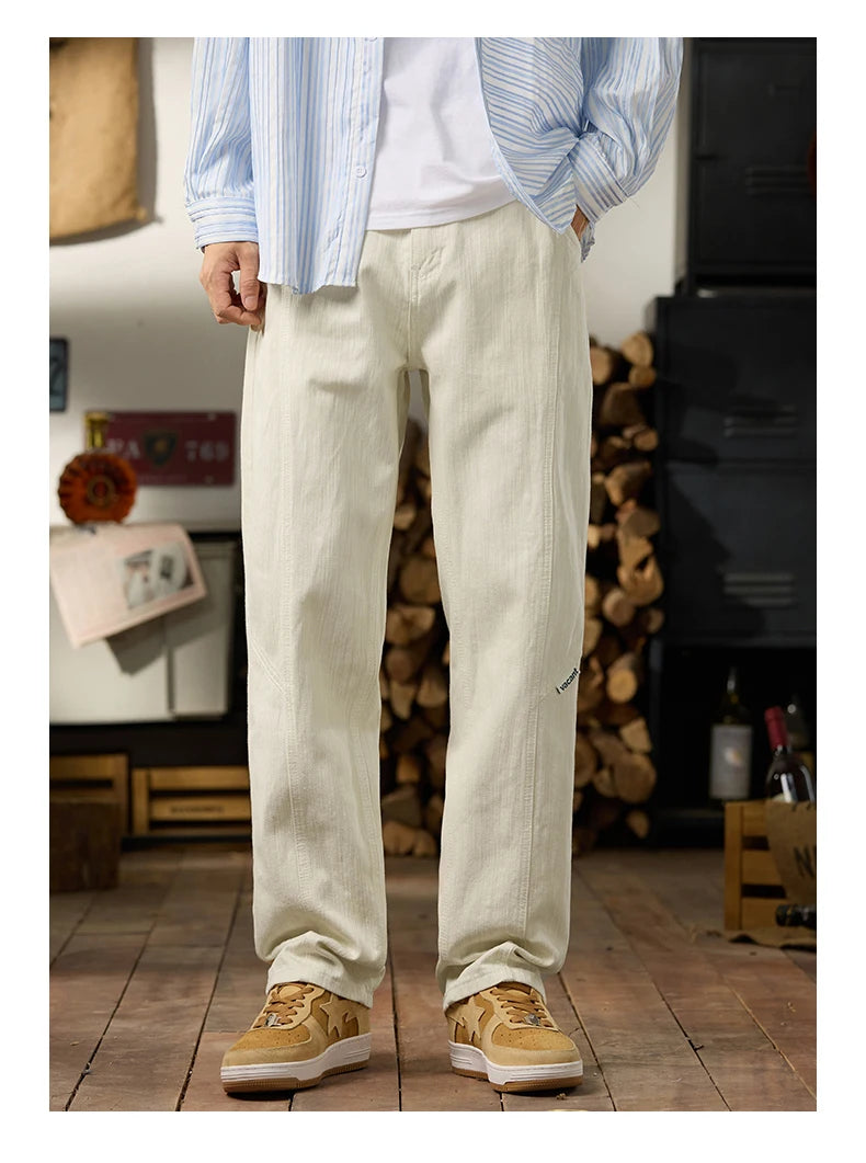 men classic fashion vintage casual loose plus size 28 42 straight white soft denim jeans pant cityboy jeans long trousers man unique jeans style 1995
