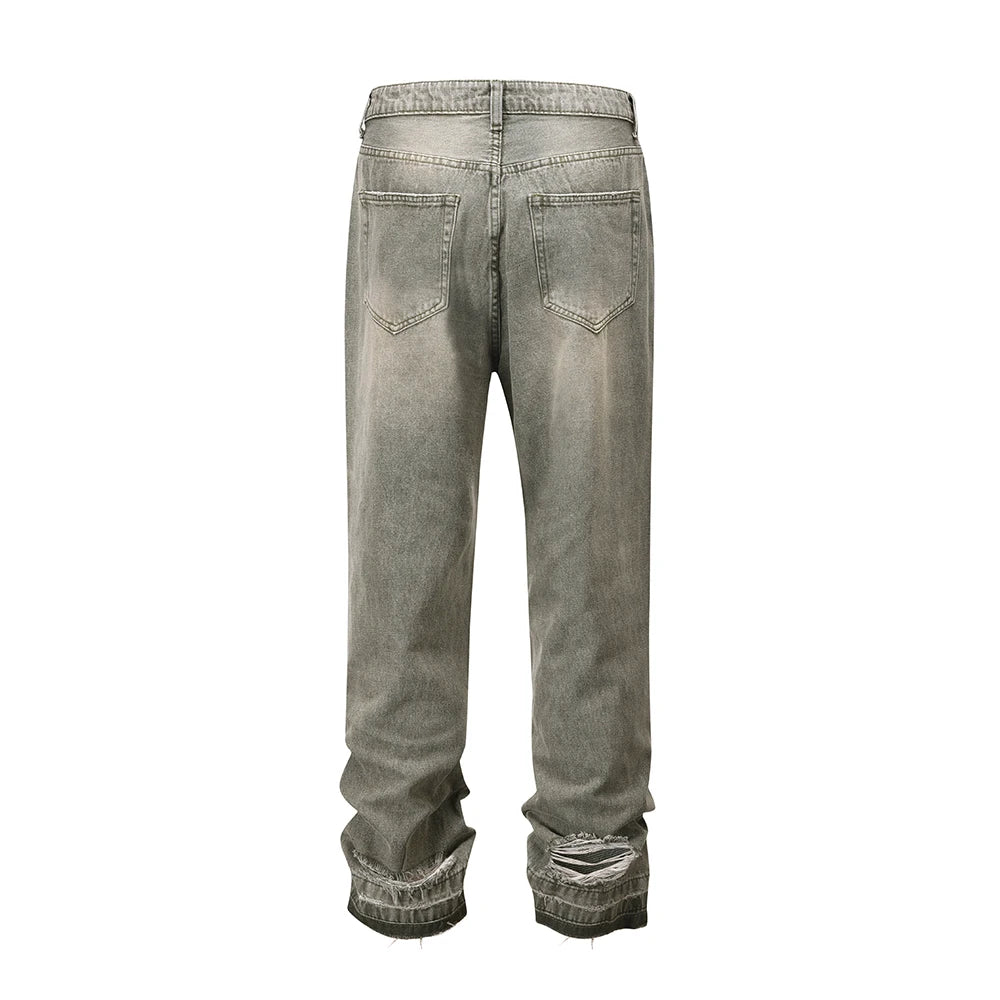 High Street Frayed Hole Distreesed Baggy Jeans for Men and Women Ripped Pantalones Hombre Y2k Casual Denim Trousers Oversized Street King Limited