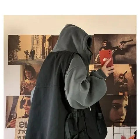 Fake two-piece coat men's ins, trendy Japanese functional workwear hooded jacket, autumn European and American retro trend tops Street King Limited