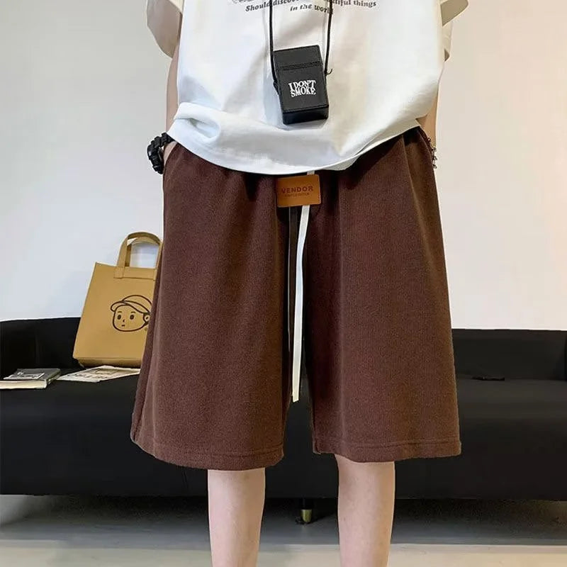 summer y2k shorts for men casual gym basketball baggy short sweatpants appliques drawstring solid color bermuda masculina urban active pants