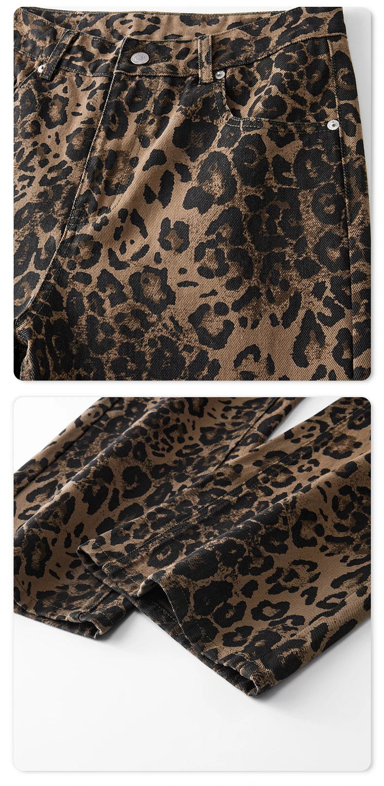 men leopard print denim loose casual plus size baggy jeans women streetwear hip hop straight y2k jeans pants trousers unique jeans style 1673