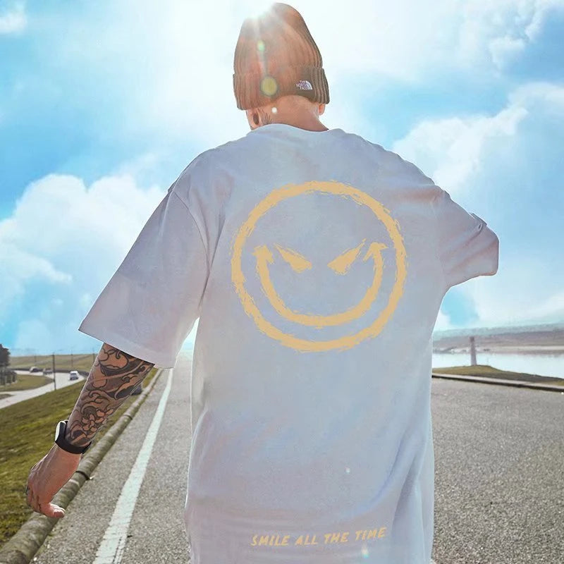 Summer Smile Print graphic t shirts Harajuku Fashion Casual Cool T-shirt Men Women Streetwear Funny T Shirt y2k clothes Street King Limited