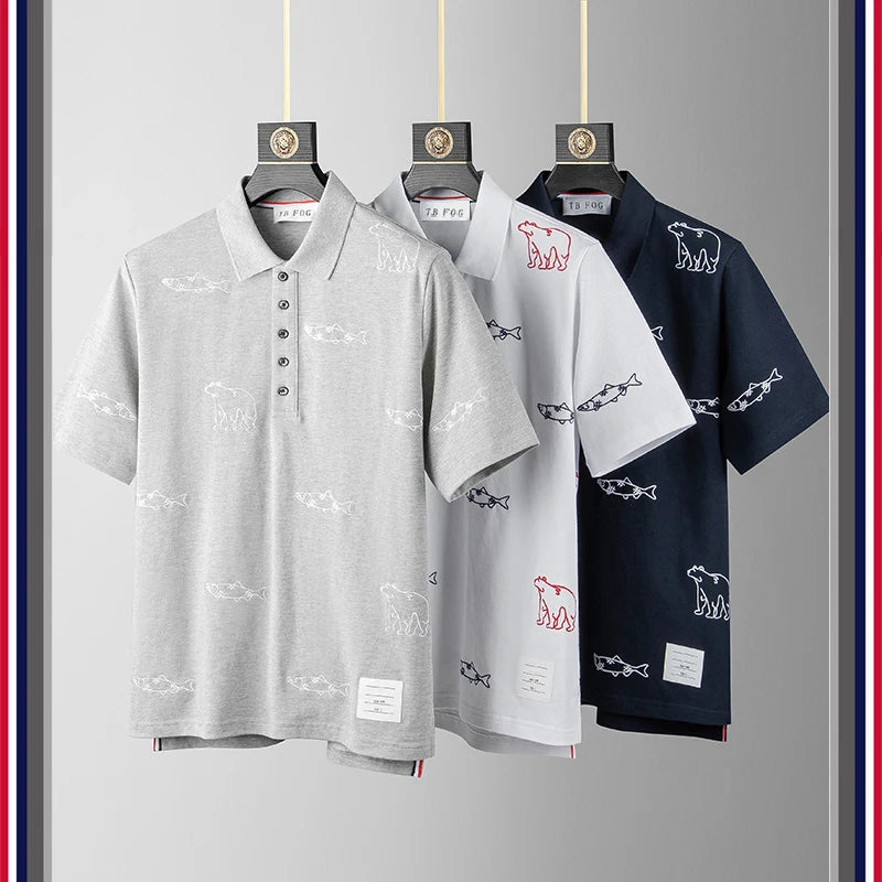 Streetwear New Men Luxury Embroidered Bears Striped Poodle Dog Fashion Polo Shir New 2023 Men Luxury Embroidered Bears Striped Poodle Dog Fashion Polo Shirts Shirt Hip Hop Skateboard Cotton Polos Top Tee 245 Fashion Sweater Jacket With Graphic Design For Men