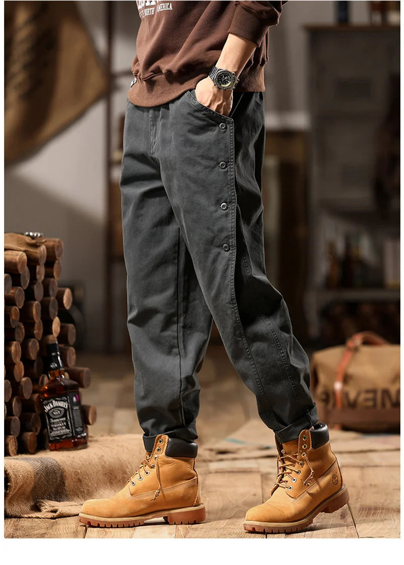 new breasted cargo tracksuit pants for men autumn y2k vintage harem tactical sweatpants casual outdoor baggy joggers trousers unique joggers style 59