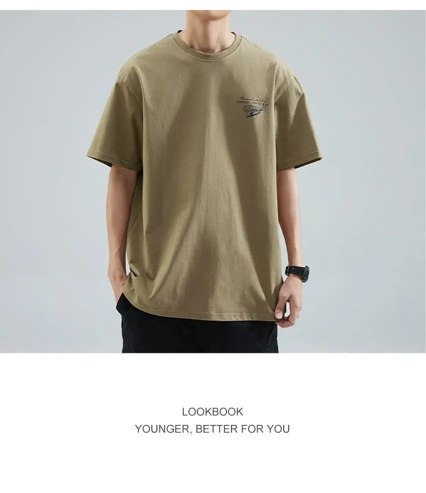 Summer Korean Pure Cotton Round Neck Short-sleeved T-shirt Men's Trendy Y2K Personalized Street Ins Casual Half-sleeved Top Street King Limited