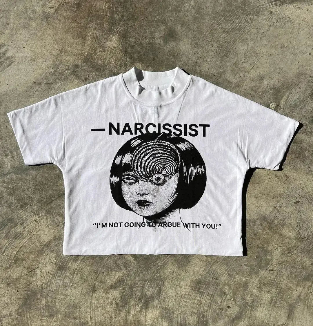 Y2k Streetwear Gothic Anime Graphic Print Oversized T-Shirt Men's Fashion Harajuku Rock Loose Round Neck Casual Short Sleeve Top Street King Limited