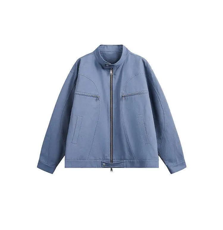 spring autumn fashion motorcycle jacket men stand collar loose casual korean streetwear vintage cargo jackets coat outerwear unique cargo style 227