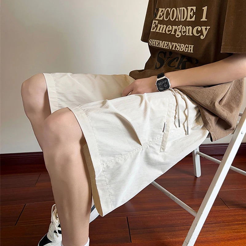 summer mens straight pleats shorts casual gym basketball sports short sweatpants y2k streetwear wide leg bermudas para hombre unique joggers style 3631