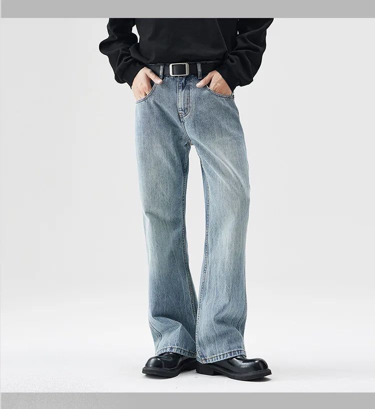 mens retro fashion high street loose casual denim micro flared pants jeans men streetwear plus size jeans trousers 28 40 unique jeans style 2580
