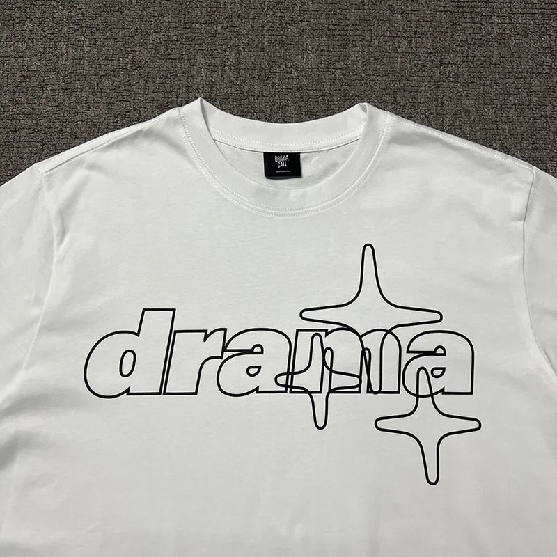2024ss Drama Call T-shirt Men Women 1:1 High Quality Stars Letter Print Fashion Street Lovers Casual Tops Tee Street King Limited