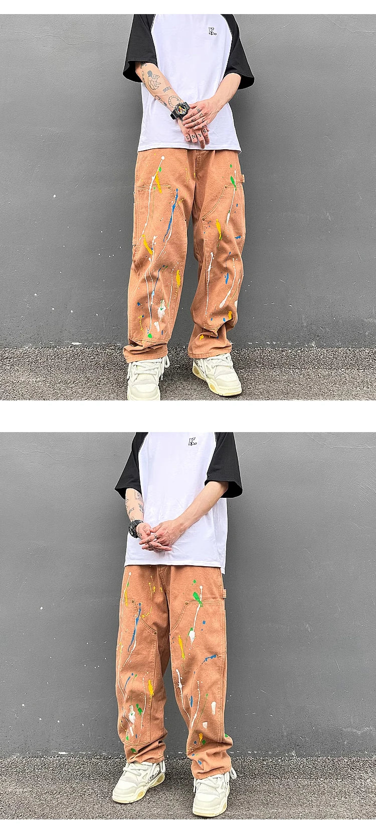 fashion graffiti printed denim jeans mens high street zipper straight jeans hip hop streetwear casual loose joggers jeans pants unique joggers style 510