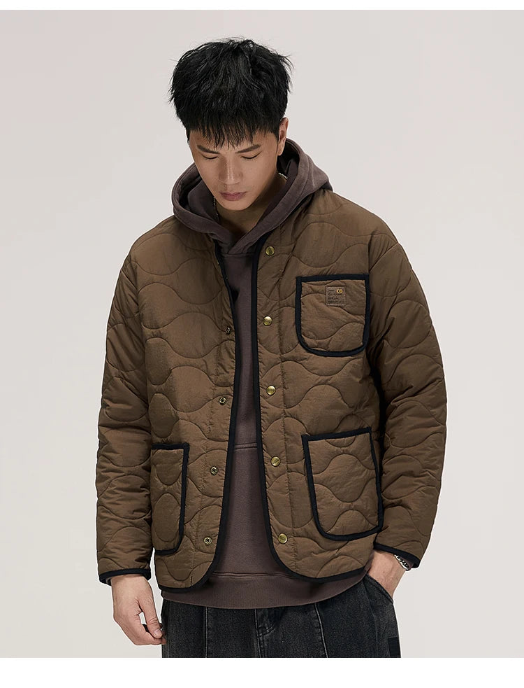 autumn winter quilted jacket men thick plaid blazer jacket commuter man business streetwear fashion suit coat outerwear unique default style 1393