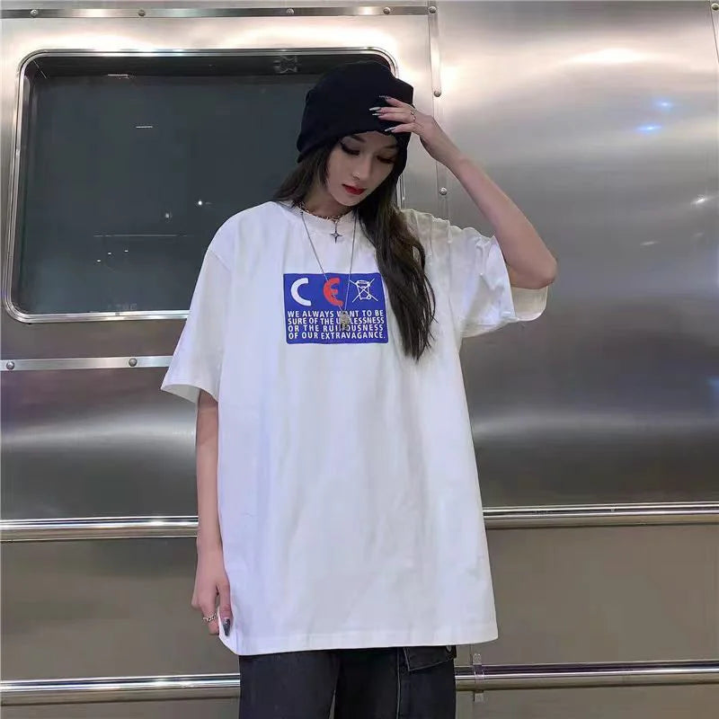 High Quality CAVEMPT Tops Tee Phantom Letter Printing Classic All-match Men Woman Loose O-Neck Summer C.E T Shirt Street King Limited