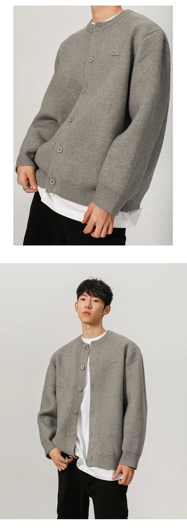 900G High Quality Thicken Baseball Cardigan Sweater Men Fashion Loose Causal Knitted Sweater Coat Cityboy Jumper Jacket Street King Limited