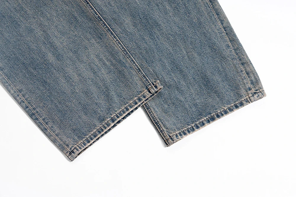 Y2k High Street Washed Blue Baggy Jeans for Men Straight Ropa Hombre Wide Leg Casual Denim Trousers Oversize Loose Cargo Pants Street King Limited